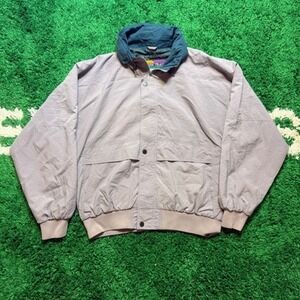 Vintage Pacific Trail Barrier II Cloth Jacket Hooded Gray Teal Mens L